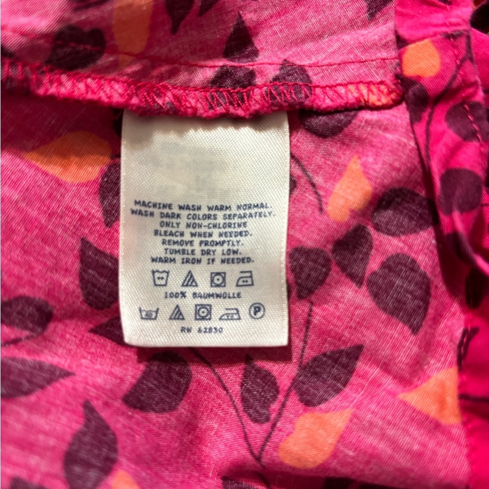 Lands End Kids Girls Dark Pink Floral Print Fit Flare Dress Size 6 - Picture 8 of 8